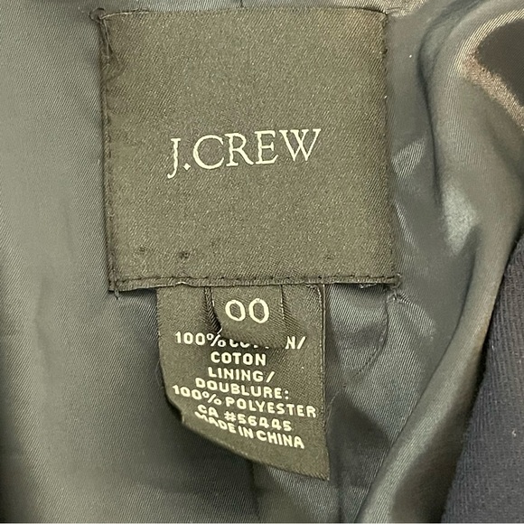 J Crew cotton blazer navy blue fitted long sleeve size 00 carrier academia - Picture 7 of 8
